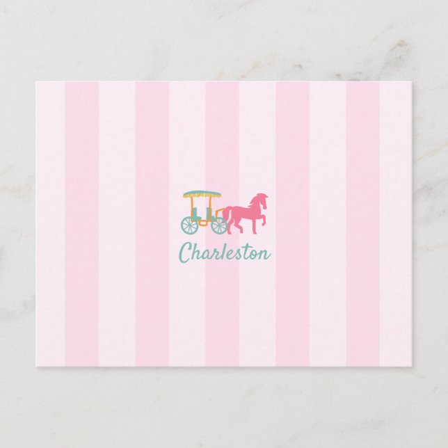 Cartão Postal Charleston South Carolina Horse Drawn Carruagem (Frente)