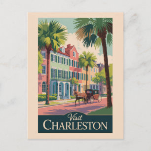 Cartão Postal Charleston South Carolina Illustration Viagem Art