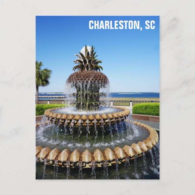 Cartão Postal Charleston South Carolina Pineapple Fountain (Frente)