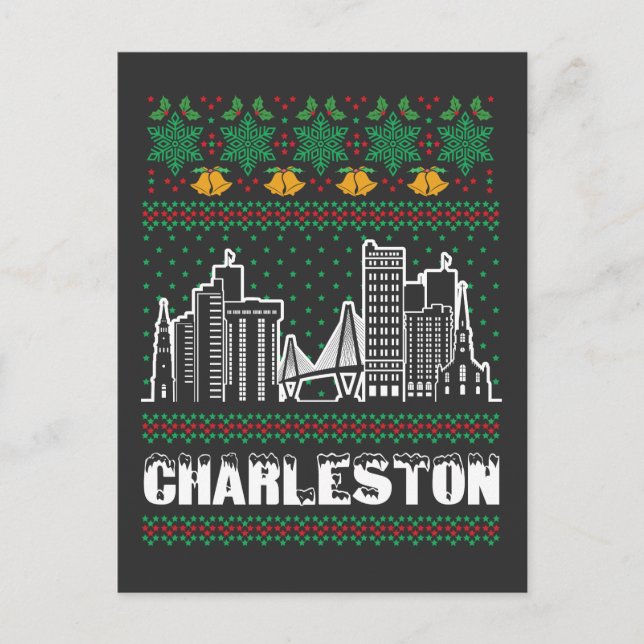 Cartão Postal Charleston South Carolina Ugly Christmas (Frente)
