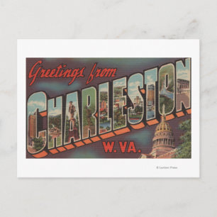 Cartão Postal Charleston, Virgínia Ocidental - Cenas com Letras
