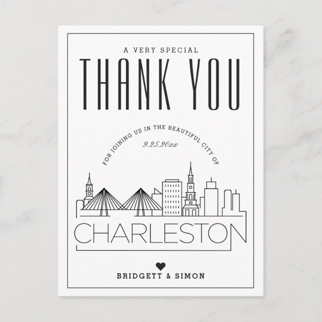 Cartão Postal Charleston Wedding | Obrigados para o próximo! Car (Frente)