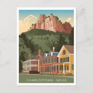 Cartão Postal Charlestown Nevis Vintage