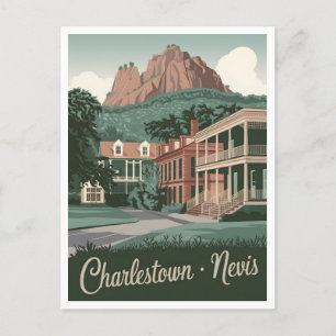 Cartão Postal Charlestown Nevis Vintage