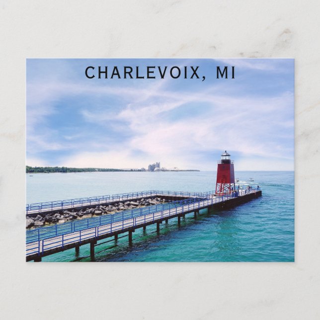 Cartão Postal Charlevoix Michigan Lighthouse Viagem (Frente)