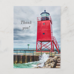 Cartão Postal Charlevoix South Pierhead Lighthouse Obrigado