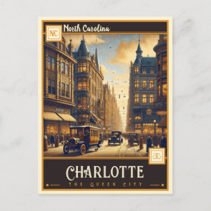 Cartão Postal Charlotte, Carolina do Norte   Vintage