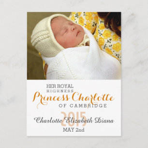 Cartão Postal Charlotte Elizabeth Diana - Britânica Will Kate
