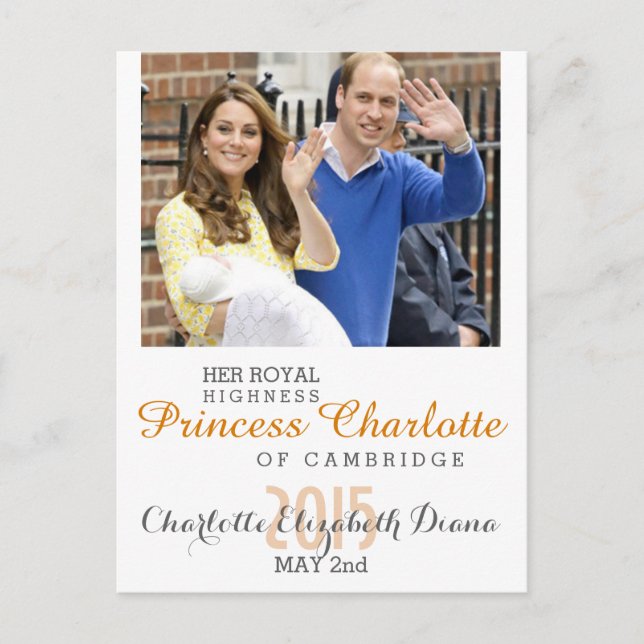 Cartão Postal Charlotte Elizabeth Diana - Vontade Britânica Kate (Frente)