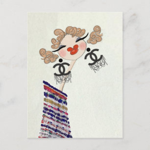 Cartão Postal Charlotte está feliz Arte de Moda Glam