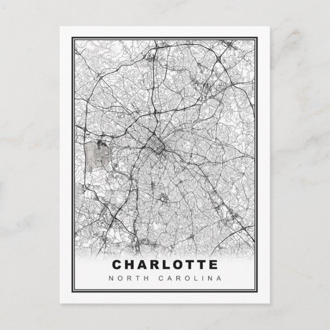 Cartão Postal Charlotte Map (Frente)