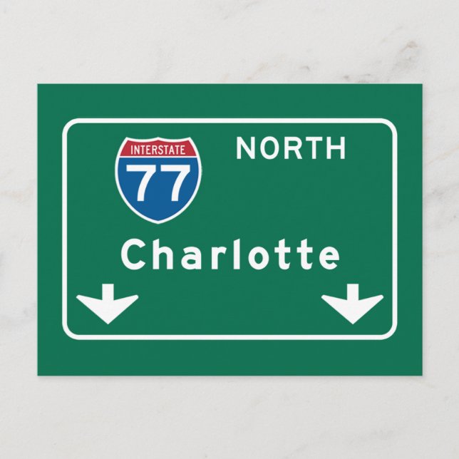 Cartão Postal Charlotte, NC Road Sign (Frente)