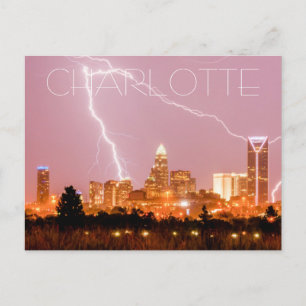Cartão Postal charlotte nc skyline com raio