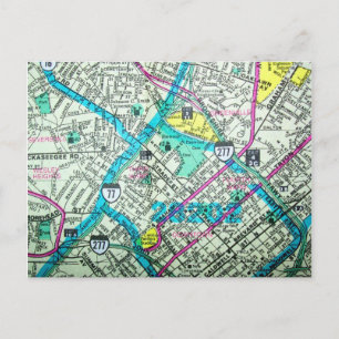 Cartão Postal Charlotte, NC Vintage Map