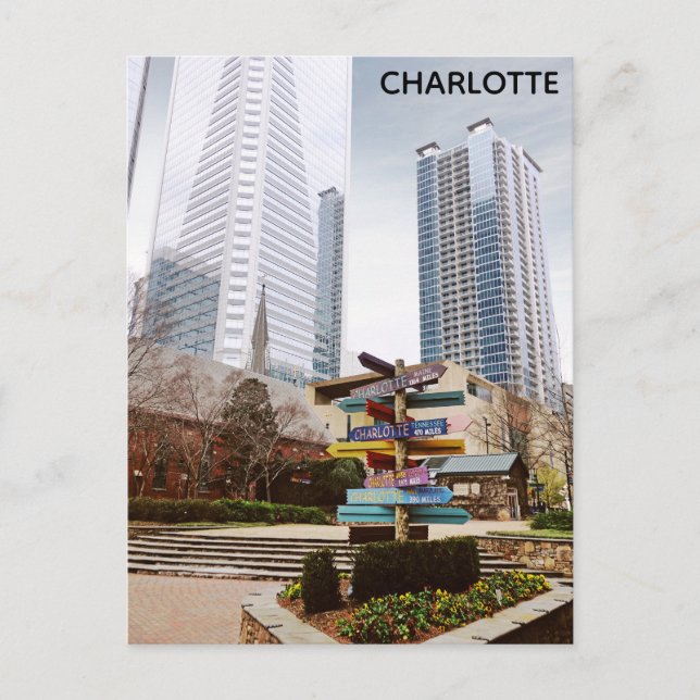 Cartão Postal Charlotte North Carolina City Park Skyline Viagem (Frente)