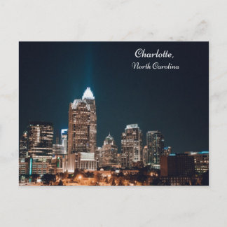 Cartão Postal Charlotte North Carolina City Skyline Night