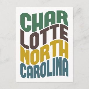 Cartão Postal Charlotte North Carolina Retro Wave
