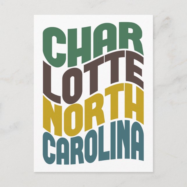 Cartão Postal Charlotte North Carolina Retro Wave (Frente)