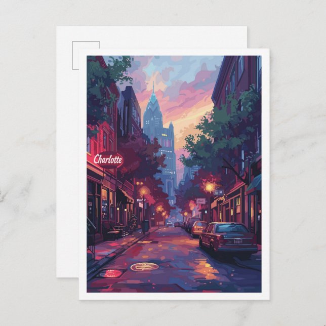 Cartão Postal Charlotte North Carolina Viagens vintage (Frente/Verso)