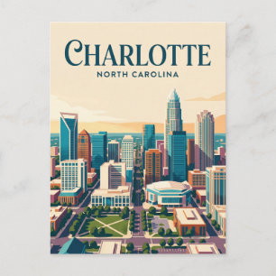 Cartão Postal Charlotte Skyline Carolina do Norte