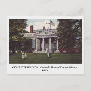 Cartão Postal Charlottesville VA, Casa de Thomas Jefferson cartã