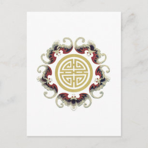 Cartão Postal Charme Chinês de Longevidade Sortudo