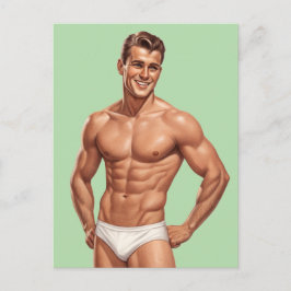 Cartão Postal Charme Clássico: Um Pin-Up de Meados do Século de 