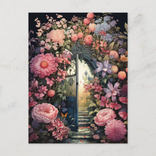 Cartão Postal Charme Retro Jardim Secreto Floral Elegante
