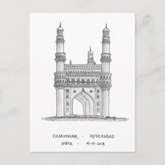 Cartão Postal Charminar, Hyderabad, Índia (Frente)
