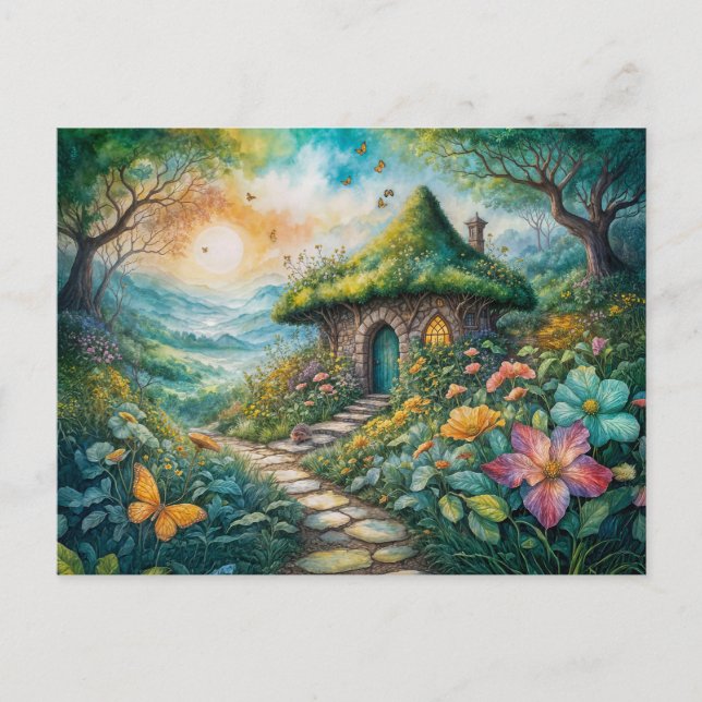 Cartão Postal Charming Cottage by Serene Path (Frente)