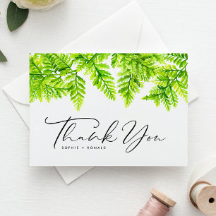 Cartão Postal Chartreuse Green Fern deixa casamento Obrigado