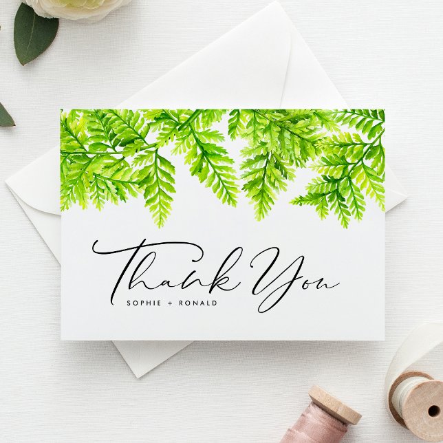 Cartão Postal Chartreuse Green Fern deixa casamento Obrigado (Criador carregado)