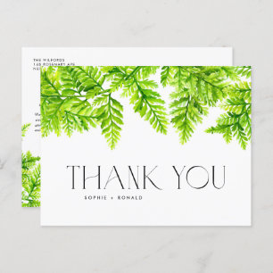 Cartão Postal Chartreuse Green Ferns Wedding Obrigado