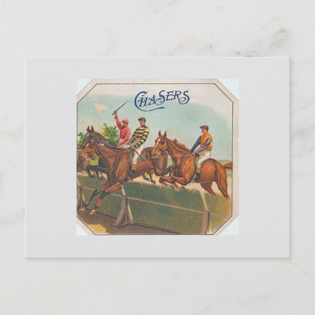 Cartão Postal Chasers Vintage Horse Racing (Frente)