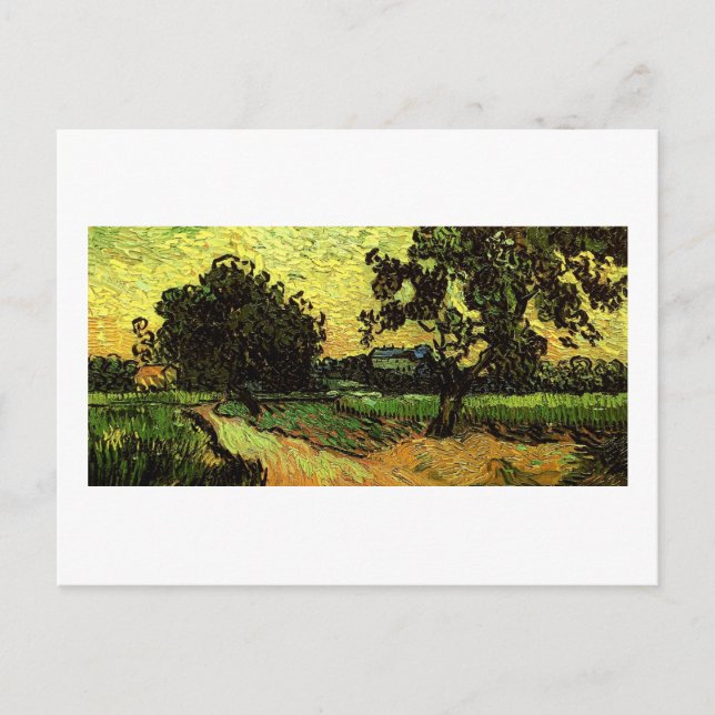 Cartão Postal Chateau Auvers Landscape Twilight Van Gogh Fine (Frente)