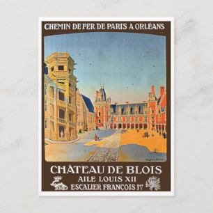 Cartão Postal Chateau de Blois, França, viagem francês vintage
