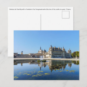 Cartão Postal Chateau de Chantilly com reflexo em um lago