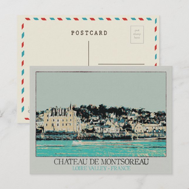 Cartão Postal Château de Montsoreau no vale do Loire, França (Frente/Verso)