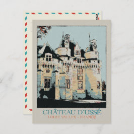 Cartão Postal Chateau de Ussé no Vale do Loire, França