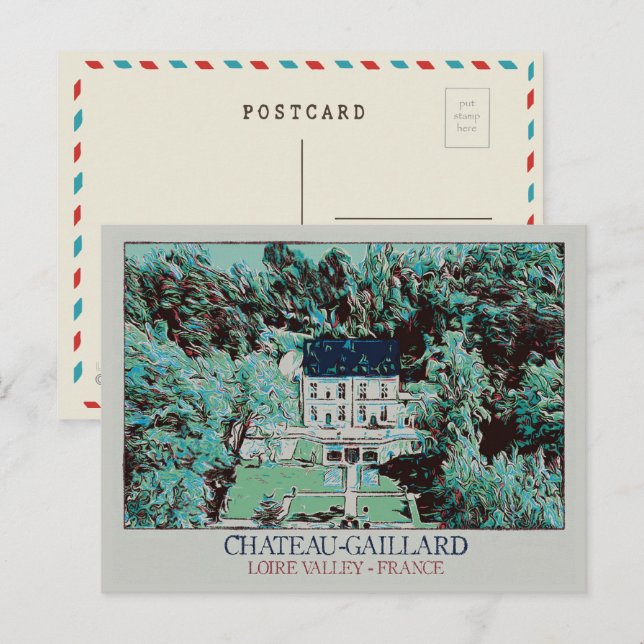 Cartão Postal Château-Gaillard no vale do Loire, França (Frente/Verso)