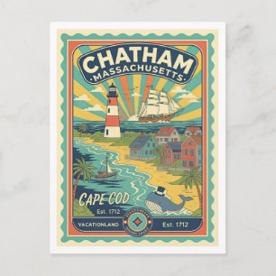 Cartão Postal Chatham, MA Retro Anos 50 Viagens