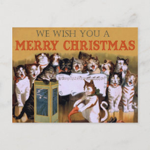 Cartão Postal Chats chorale de Noël