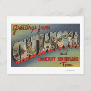 Cartão Postal Chattanooga, Tennessee - Cenas com Letras Grandes
