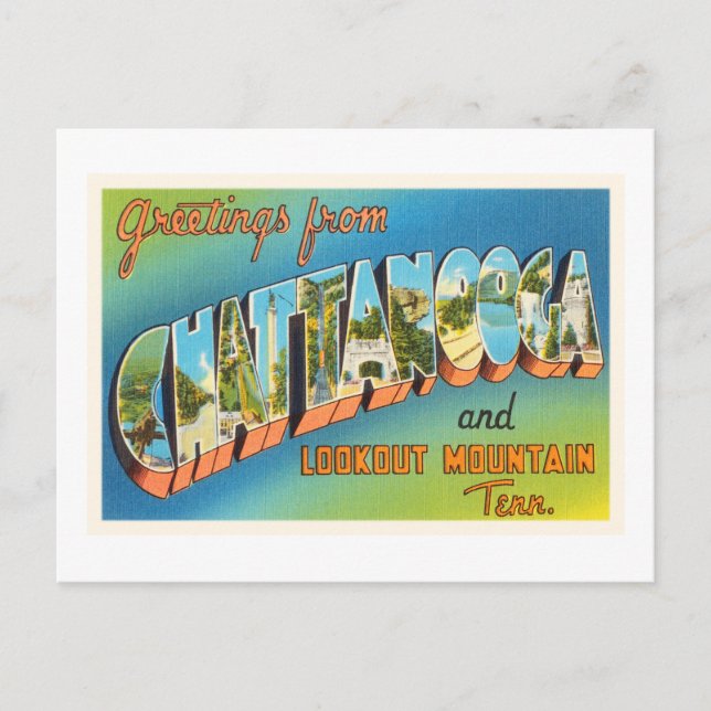 Cartão Postal Chattanooga Tennessee TN Viagens vintage Souvenir (Frente)