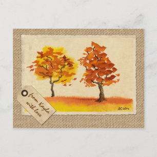 Cartão Postal Chatting Autumn Trees Best Friends Fall Foliage