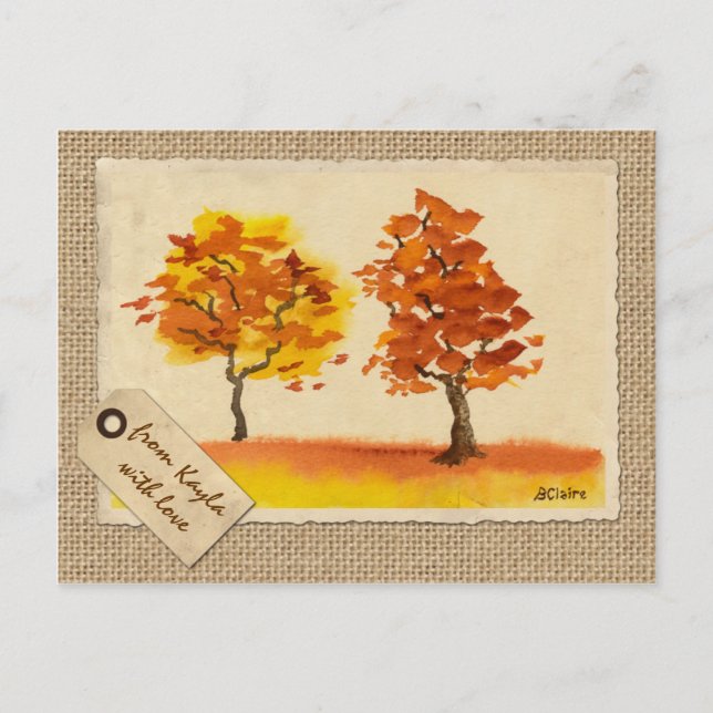 Cartão Postal Chatting Autumn Trees Best Friends Fall Foliage (Frente)