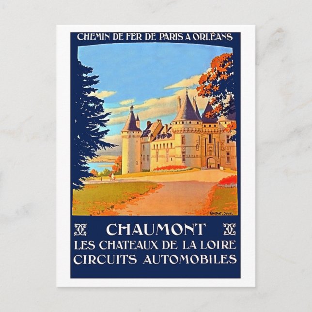 Cartão Postal Chaumont, Chateu de la Loire, França,viagens vinta (Frente)