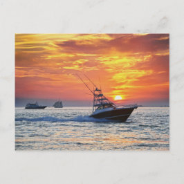 Cartão Postal Chave de Barcos de Pesca Ocidental ao Sunset