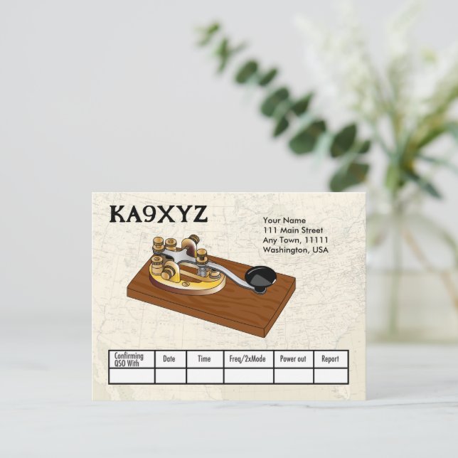 Cartão Postal Chave de Telégrafo em Latão à Antiga Código Morse  (Em pé/Frente)