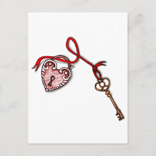 Cartão Postal Chave do meu coração ~ Vermelho